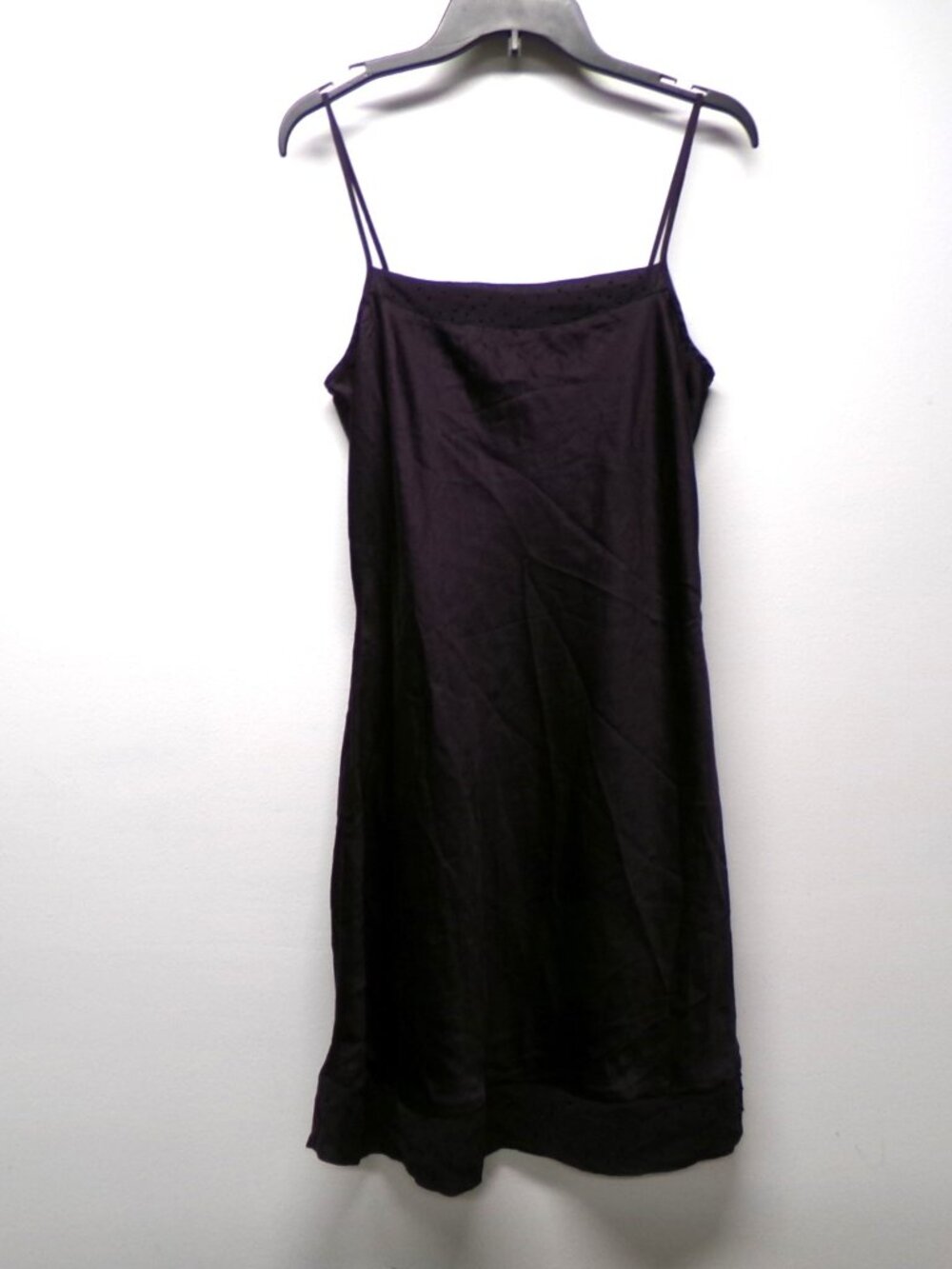 Judith Hart 100% Silk Mini Slip Dress Chemise Dark Purple Beaded Trim sz Medium